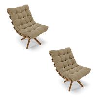 Kit 02 Poltronas Giratória Costela Suede Marrom Rato - 1
