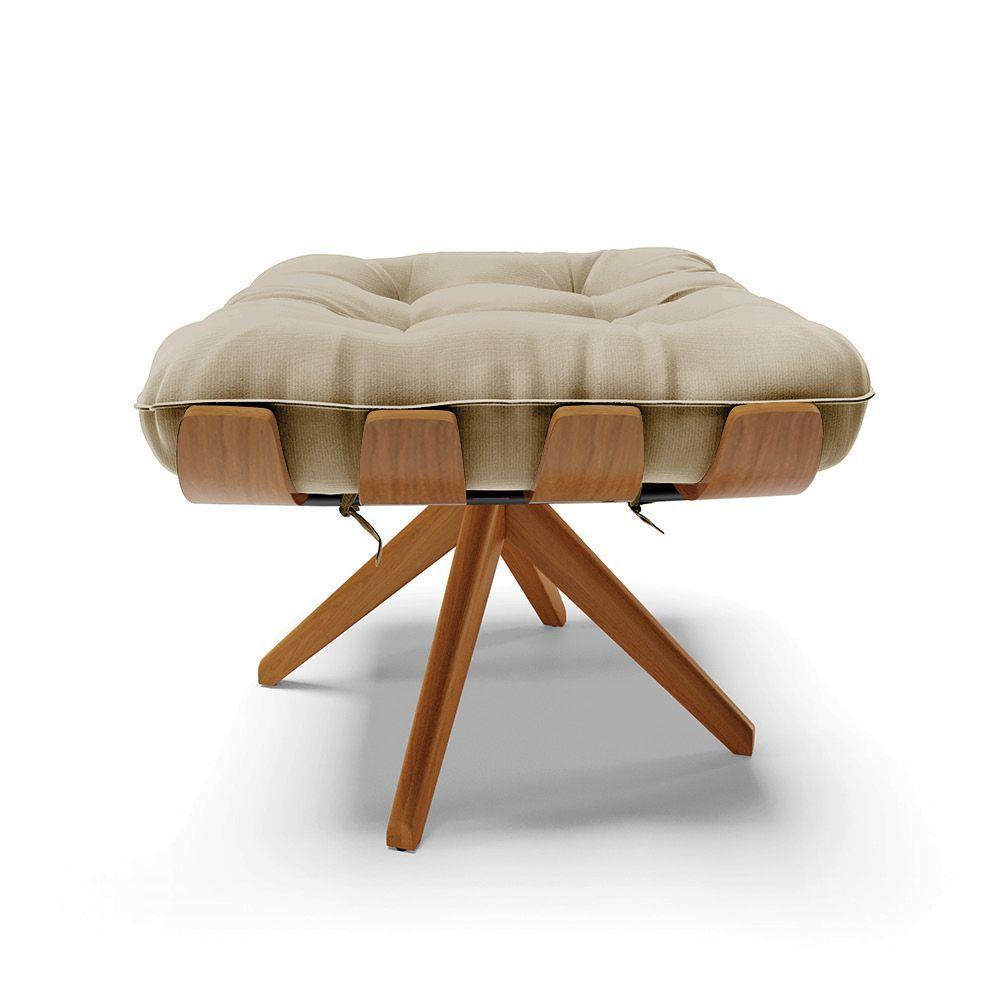 Kit 2 Puffs Giratório Suede Base Madeira D'rossi Marrom Rato - 6