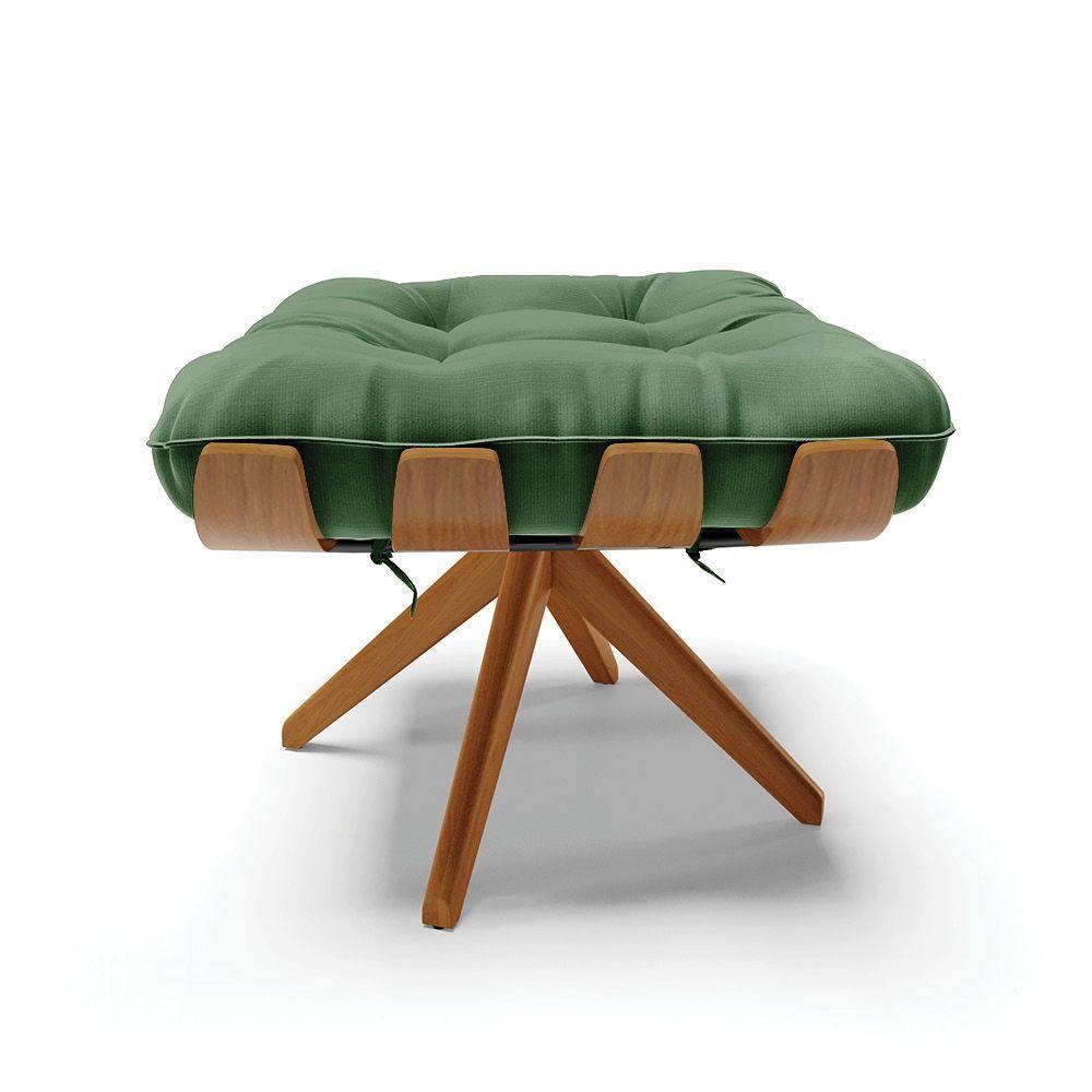 Kit 02 Puffs Giratório Suede Base Madeira - D'rossi Verde - 6