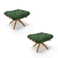 Kit 02 Puffs Giratório Suede Base Madeira - D'rossi Verde - 1
