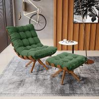 Kit 02 Puffs Giratório Suede Base Madeira - D'rossi Verde - 2