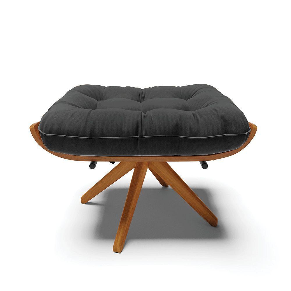 Kit 02 Puffs Giratório Suede Base Madeira - D'rossi Preto - 6