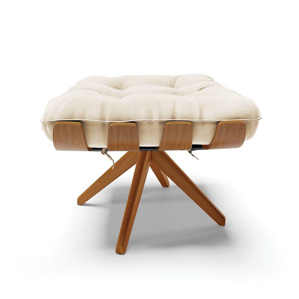 Kit 02 Puffs Giratório Suede Base Madeira - D'rossi Bege - 6