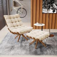 Kit 02 Puffs Giratório Suede Base Madeira - D'rossi Bege - 3