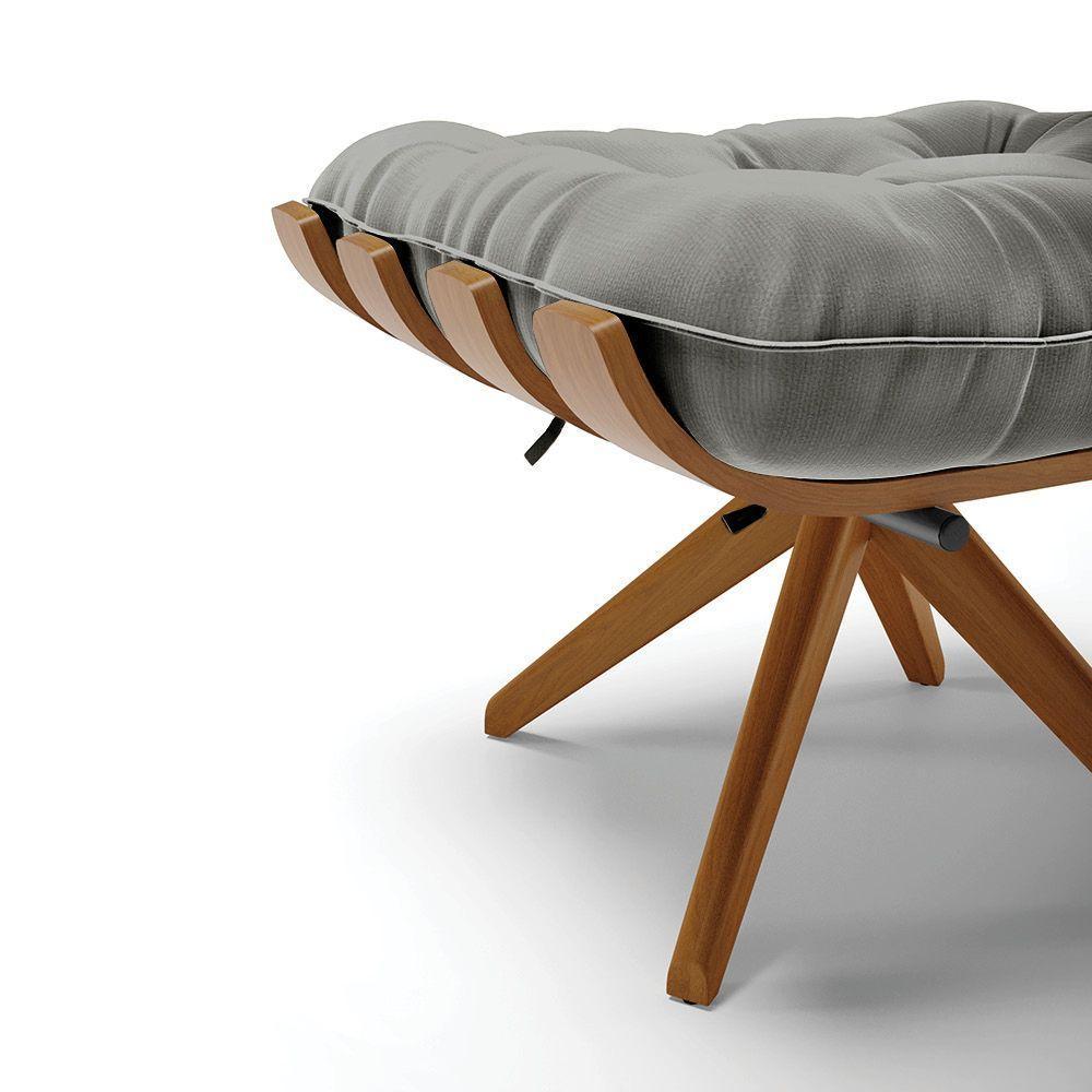 Kit 02 Puffs Giratório Suede Base Madeira - D'rossi Grafite - 5