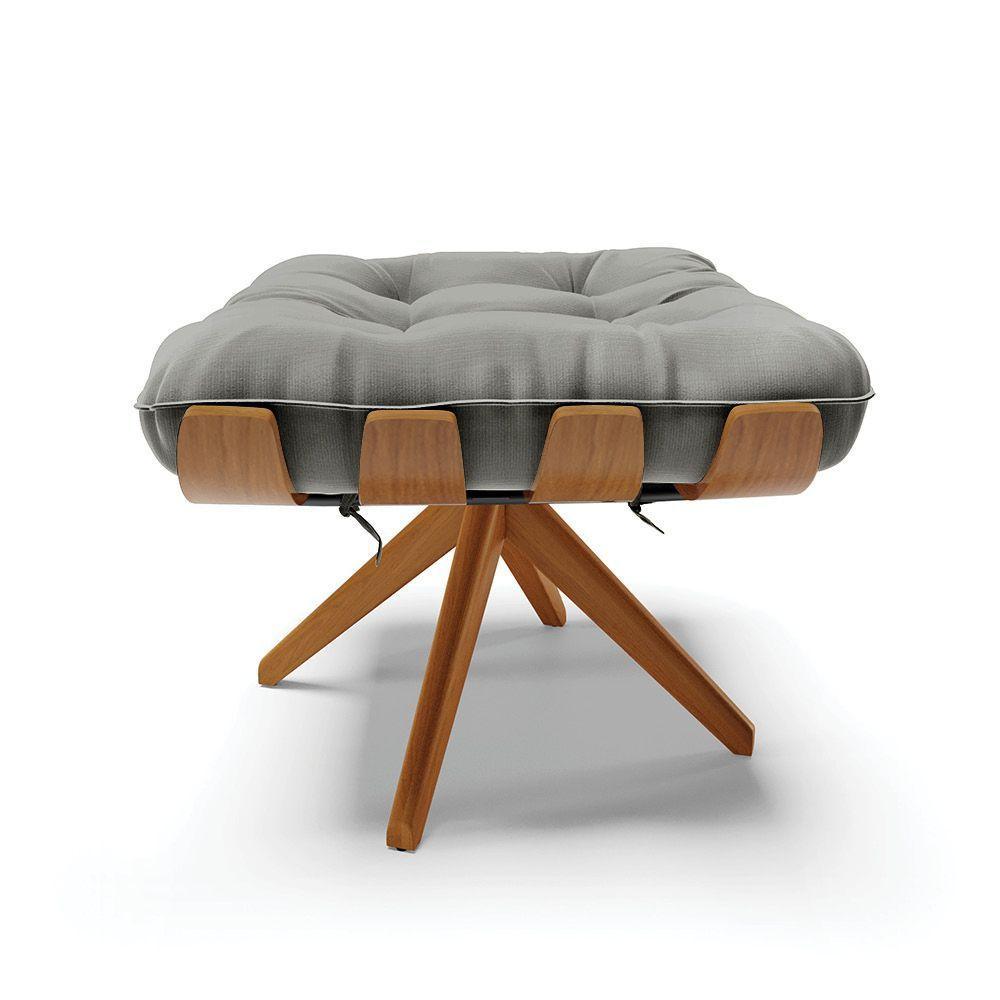 Kit 02 Puffs Giratório Suede Base Madeira - D'rossi Grafite - 6