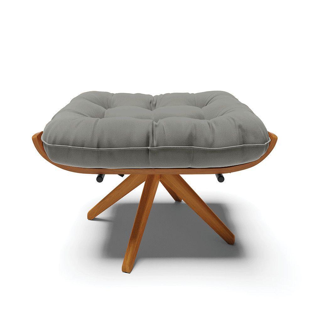 Kit 02 Puffs Giratório Suede Base Madeira - D'rossi Grafite - 7