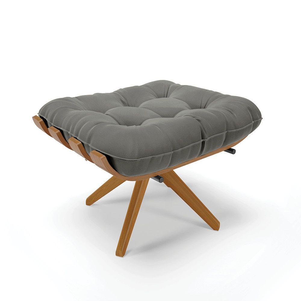 Kit 02 Puffs Giratório Suede Base Madeira - D'rossi Grafite - 8