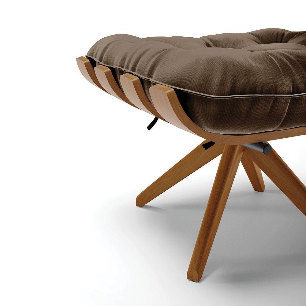 Kit 2 Puffs Giratório Suede Base Madeira D'rossi Marrom - 5