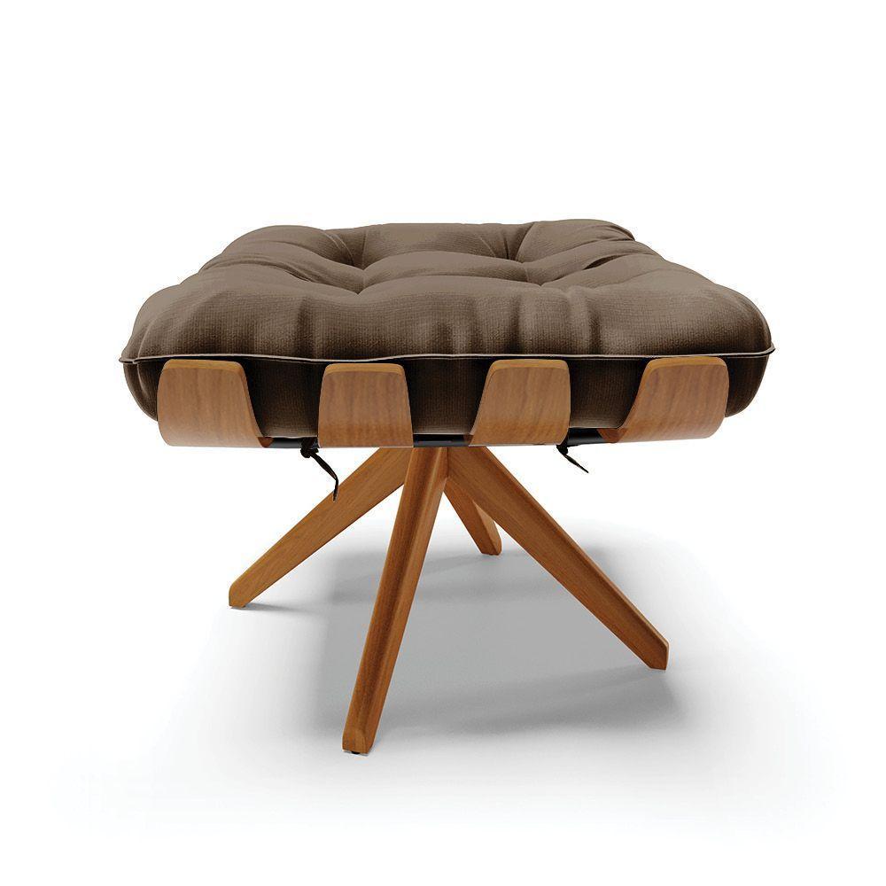 Kit 2 Puffs Giratório Suede Base Madeira D'rossi Marrom - 6