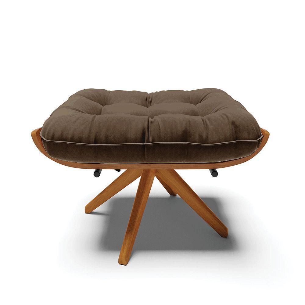 Kit 2 Puffs Giratório Suede Base Madeira D'rossi Marrom - 7