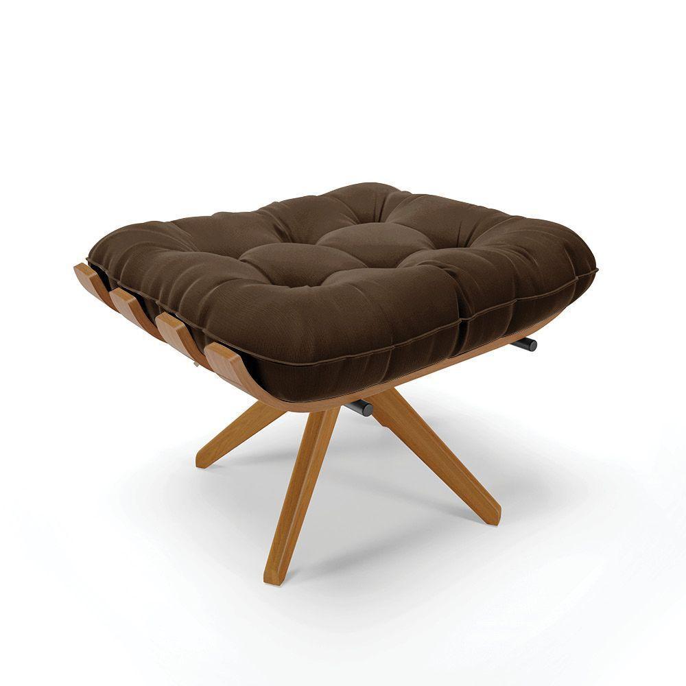 Kit 2 Puffs Giratório Suede Base Madeira D'rossi Marrom - 8