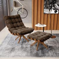 Kit 2 Puffs Giratório Suede Base Madeira D'rossi Marrom