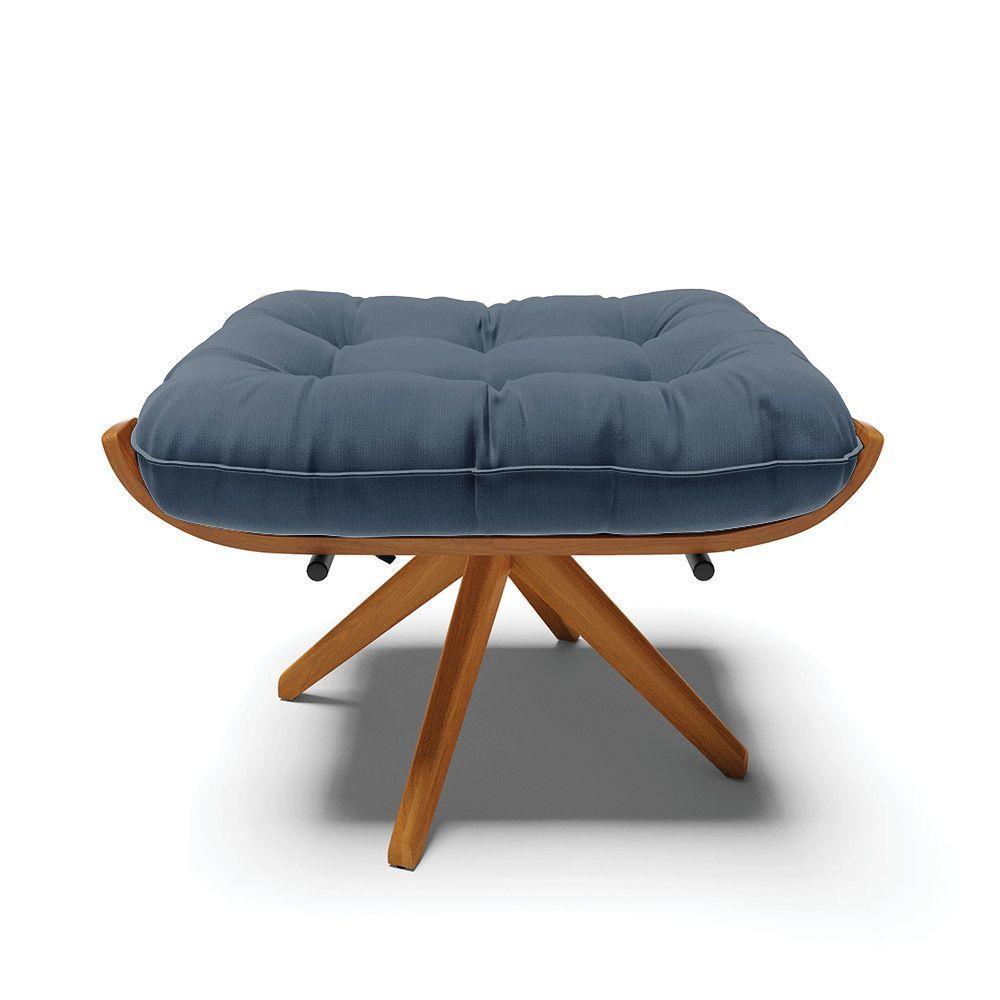 Kit 2 Puffs Giratório Suede Base Madeira D'rossi Azul Marinho - 5