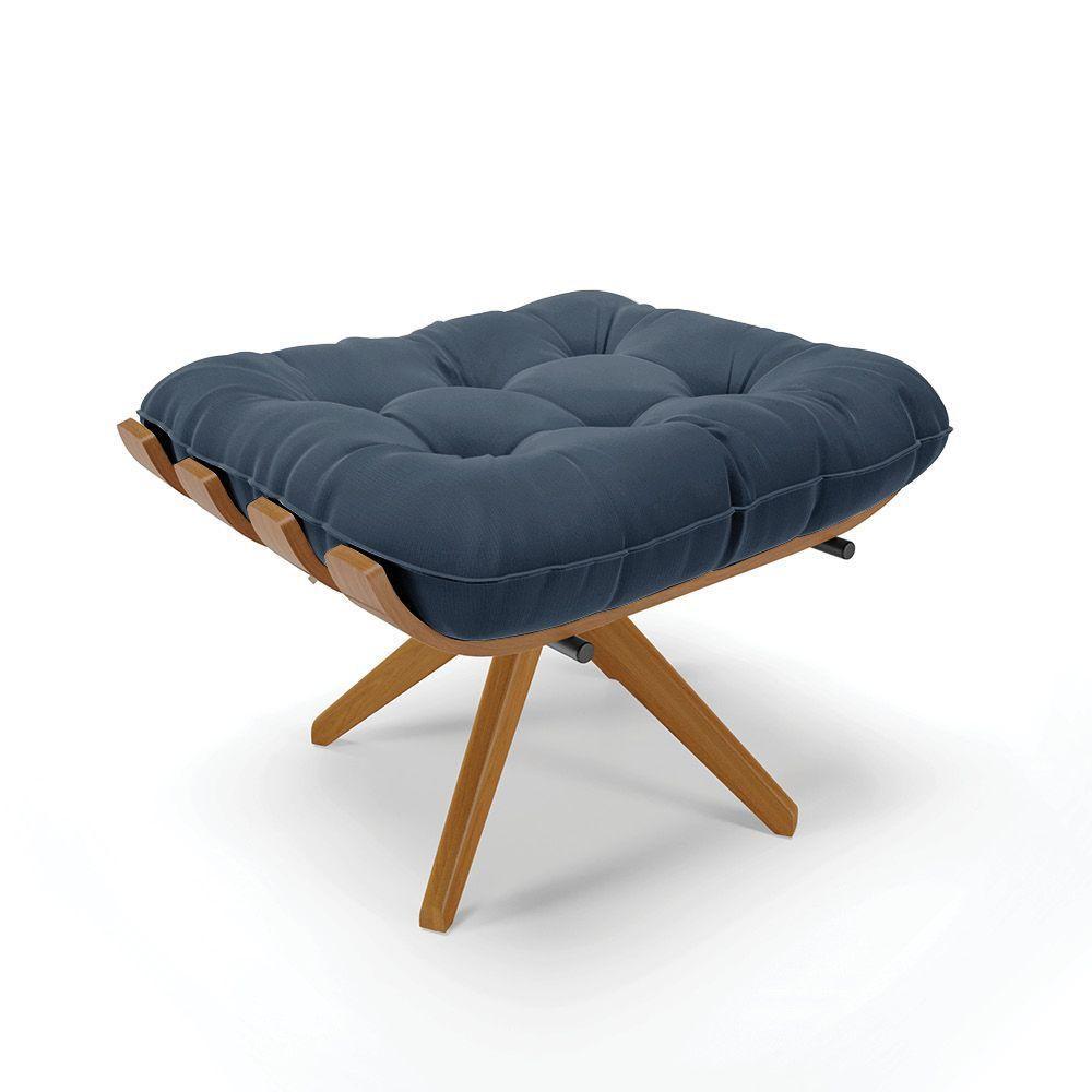 Kit 2 Puffs Giratório Suede Base Madeira D'rossi Azul Marinho - 7