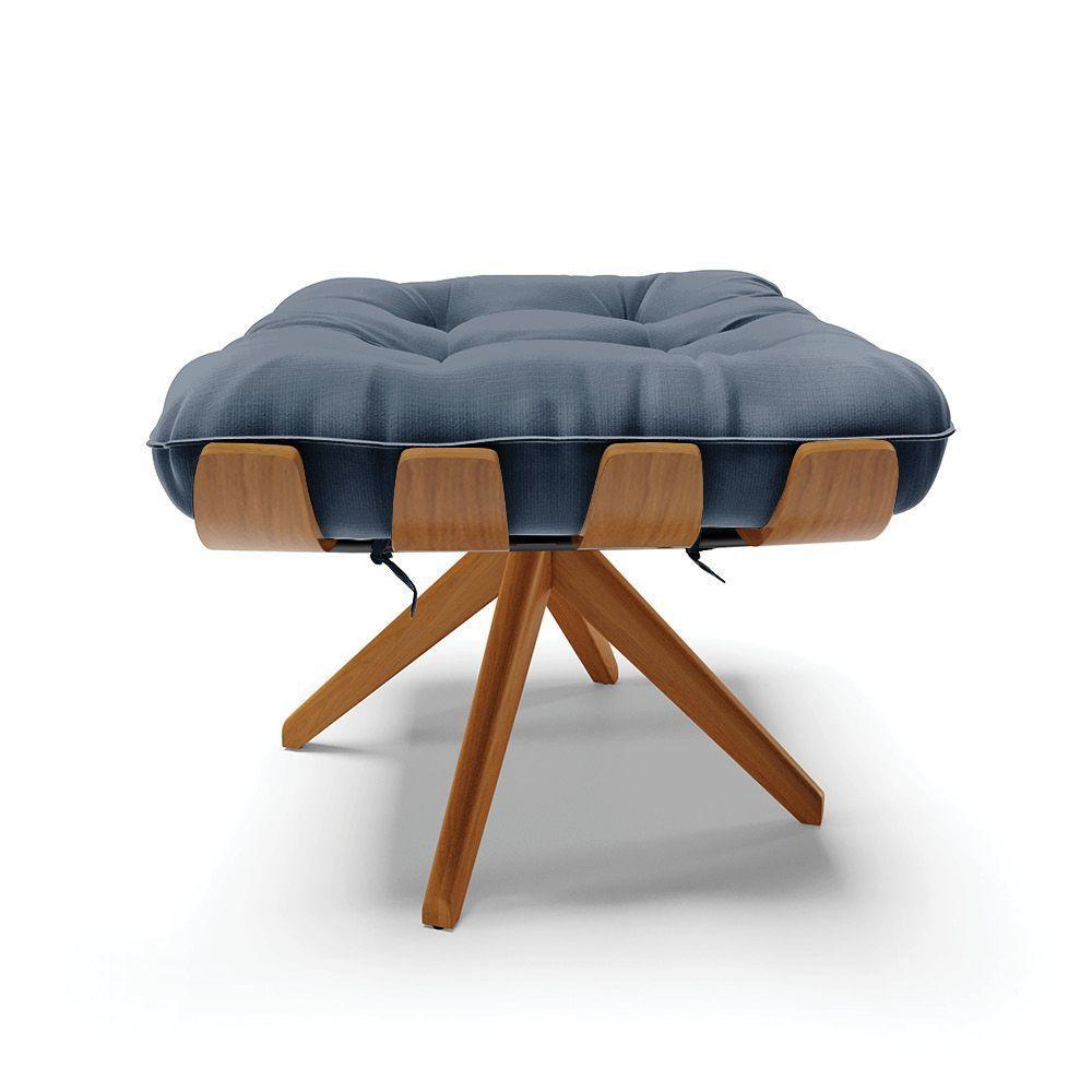 Kit 2 Puffs Giratório Suede Base Madeira D'rossi Azul Marinho - 8