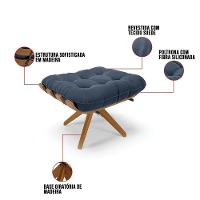 Kit 2 Puffs Giratório Suede Base Madeira D'rossi Azul Marinho - 2