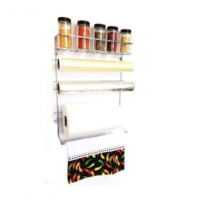 Kit Porta Papel Toalha + 5 Potes P/ Tempero Vidro Black