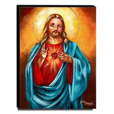 Quadro De Pintura Sagrado Coração De Jesus 80X60Cm-1564