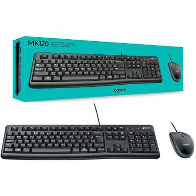 Kit Teclado E Mouse Logitech Mk120 Usb 1000Dpi Abnt2 Preto