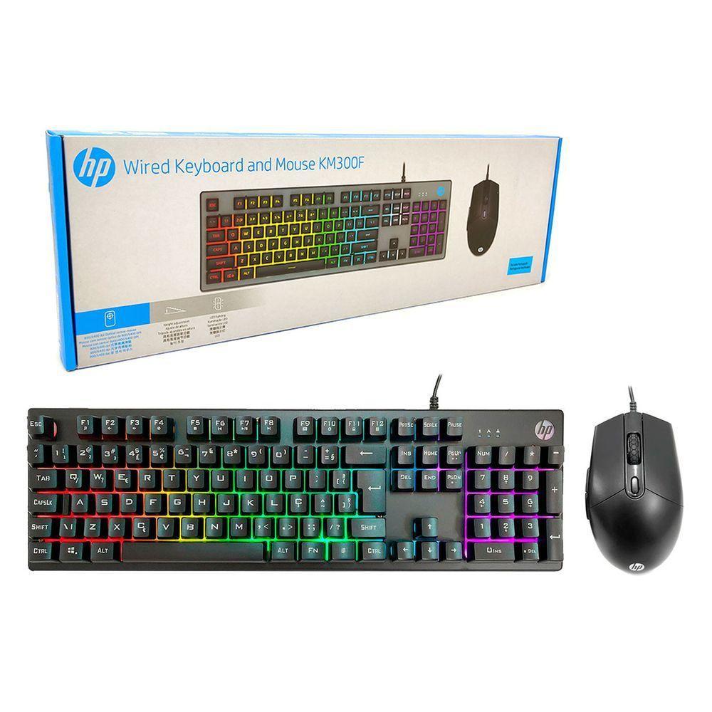 Kit Teclado E Mouse Gamer Hp Km300F Usb Rgb 6400 Dpi Abnt2 - 1