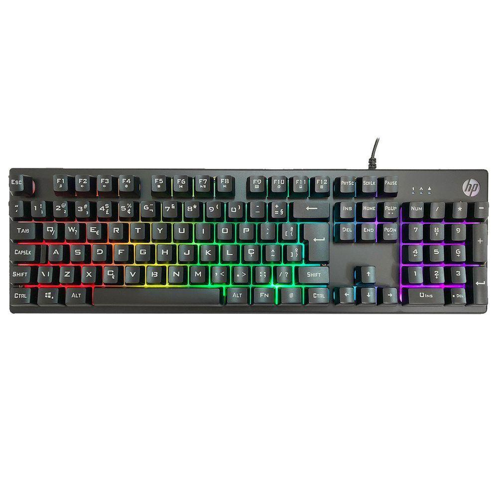 Kit Teclado E Mouse Gamer Hp Km300F Usb Rgb 6400 Dpi Abnt2 - 5
