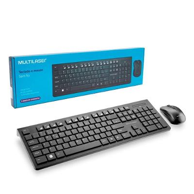 Kit Teclado E Mouse Multilaser Tc212 Wireless Abnt2 Preto