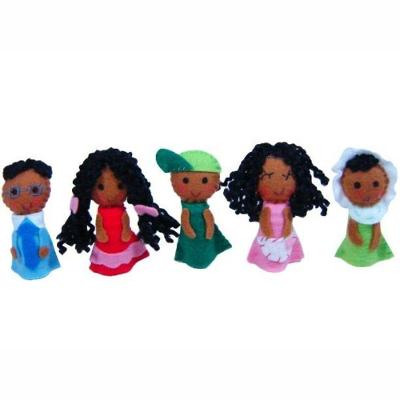 Dedoches De Feltro - Família Afro Brasileiro - 5 Personagens - Multicolorido - 100% Artesanal