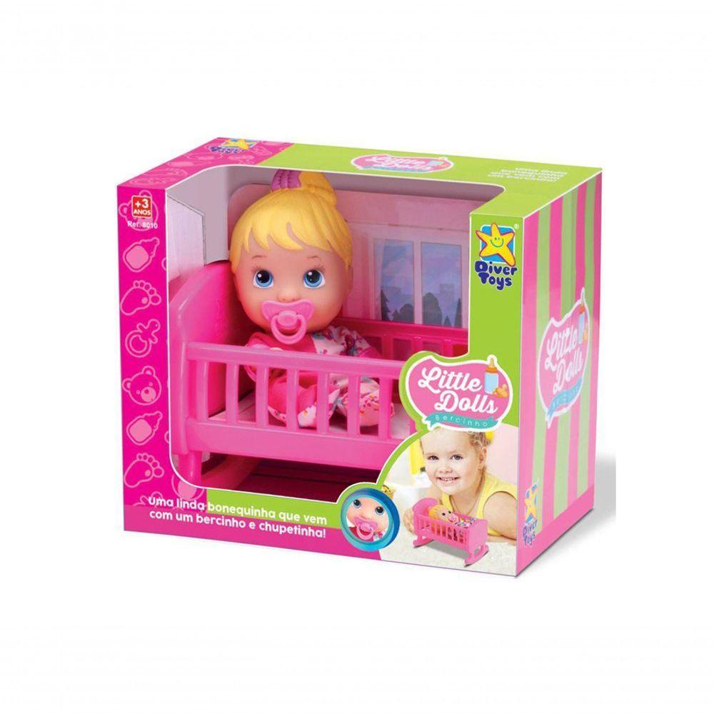 Boneca Little Dolls Bercinho Com Chupeta Divertoys - 1