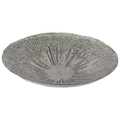 Centro De Mesa Folhagem Em Vidro 40 X 7,5Cm Verde