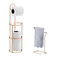Banheiro Lavabo Rose Gold 02 Peças Porta Toalha Bancada - 1