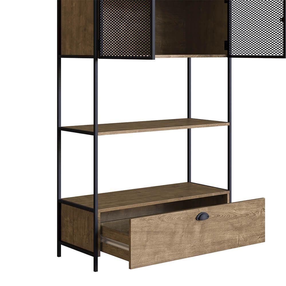 Estante York 180cm 2 Portas Estrutura Preto Fosco - Vermont - 3