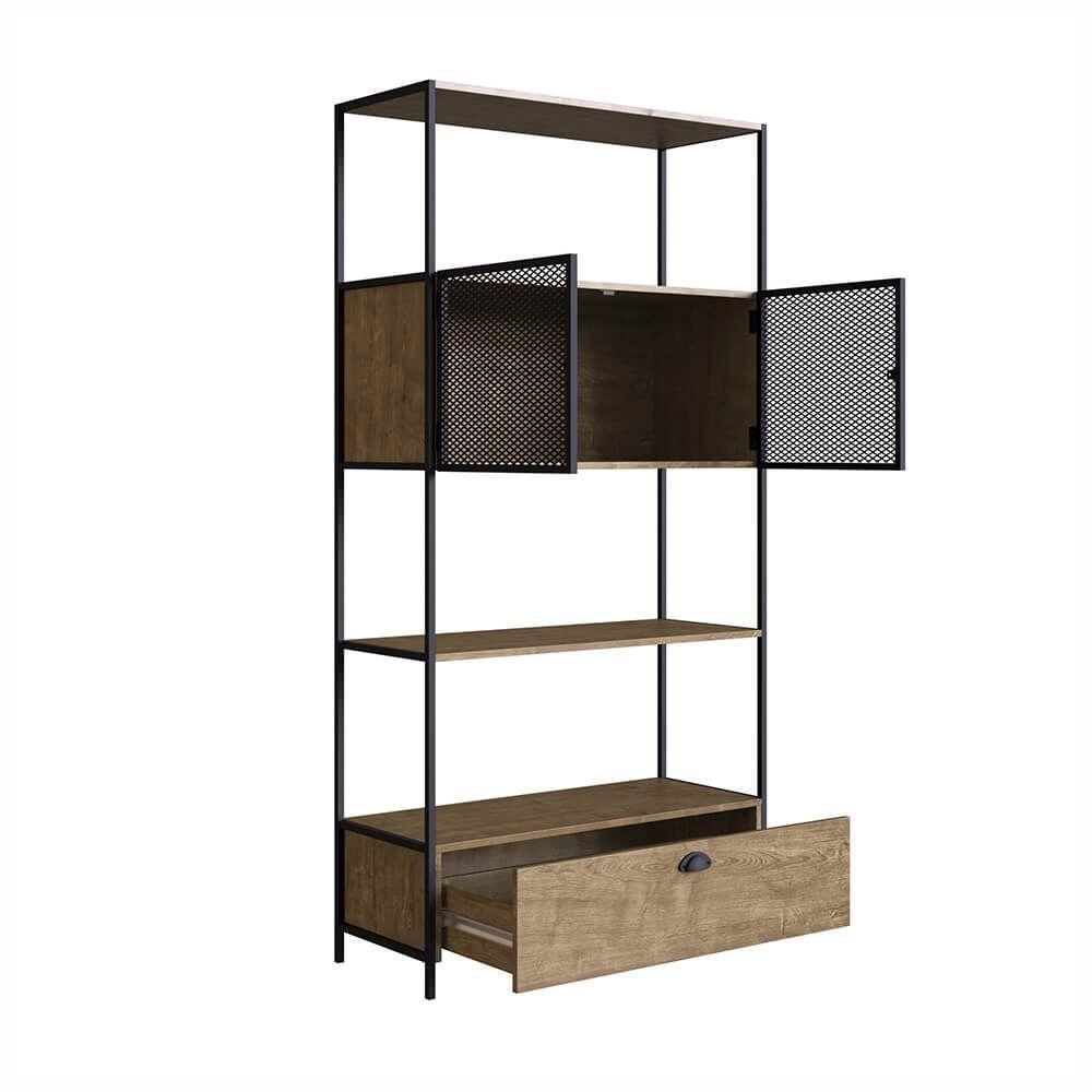 Estante York 180cm 2 Portas Estrutura Preto Fosco - Vermont - 4