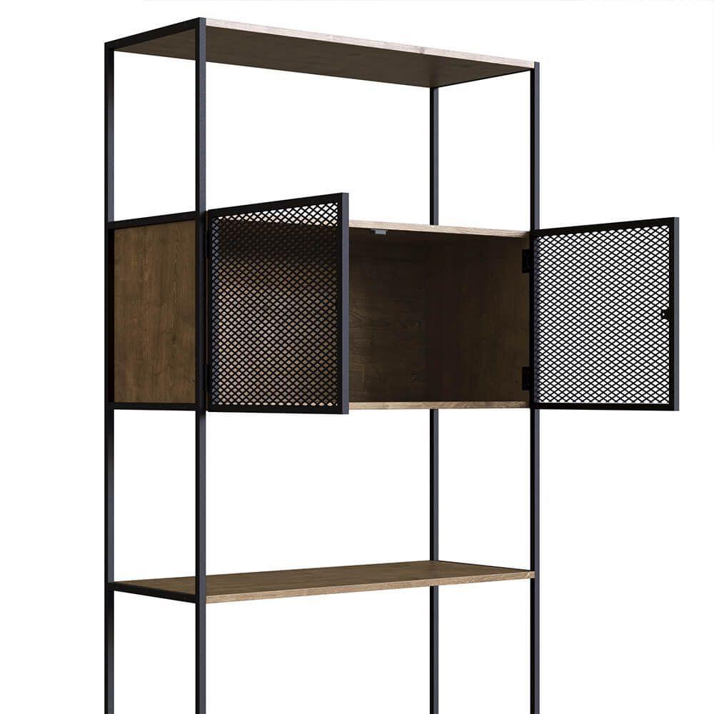 Estante York 180cm 2 Portas Estrutura Preto Fosco - Vermont - 5