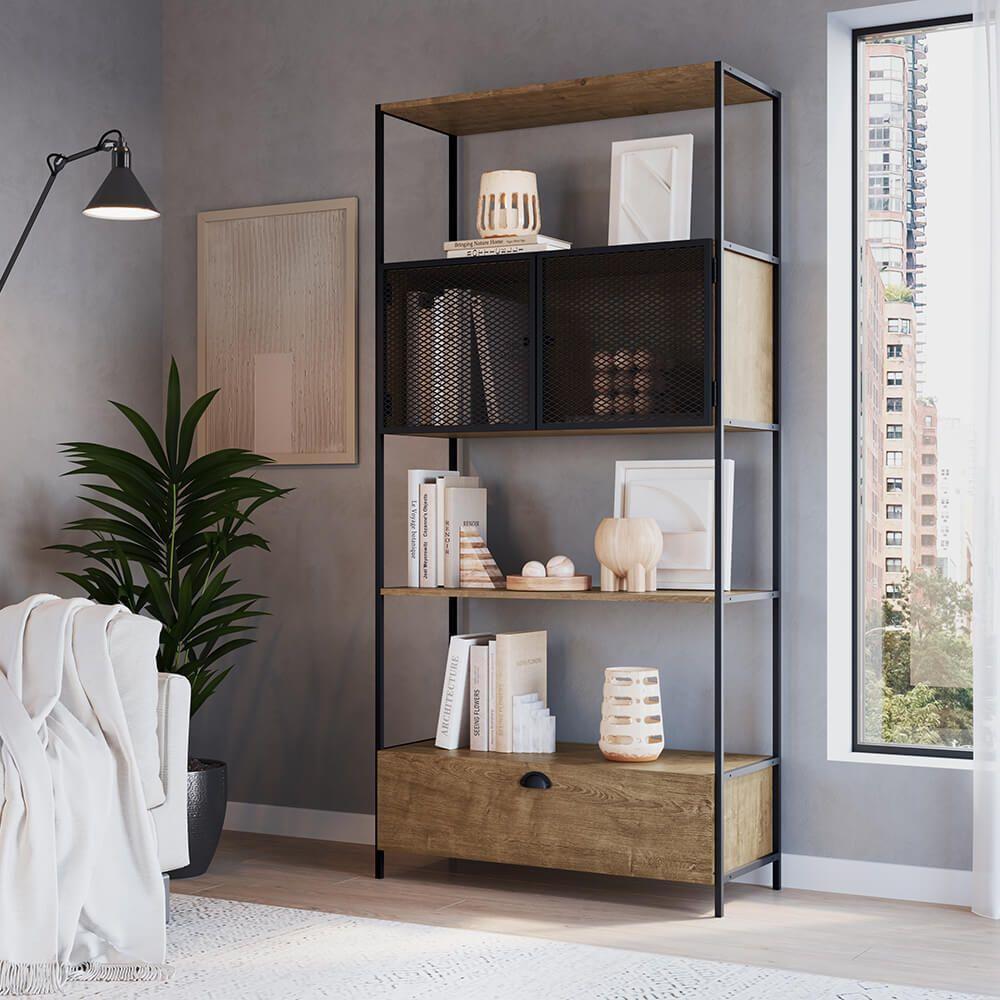 Estante York 180cm 2 Portas Estrutura Preto Fosco - Vermont - 7