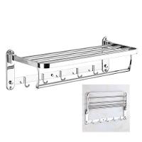 Toalheiro Varal Roupa Suporte Inox Prateleira Gancho - 1