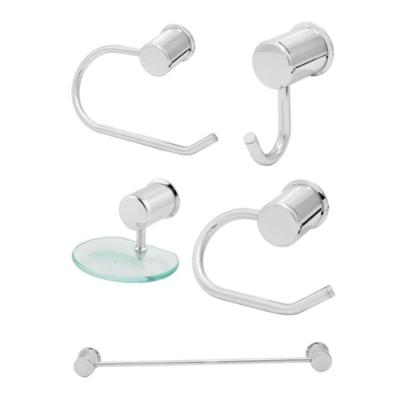 Kit Acessórios Para Banheiro Oliveira 5 Peças Luxo Em Vidro