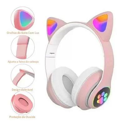 Fone Gatinho Led Bluetooth Wireless Dobrável