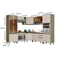 Kit De Cozinha 14Pçs 1 (4 Armários + 4 Balcões + 2 Paneleiros + 4 Complementos) C14p05 Duna/cristal - 7