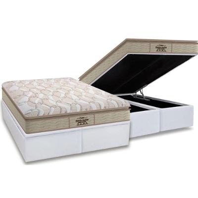 Cama Box Baú Queen: Colchão Anatômico Probel D33/Ag65 Resistence Pillow Top+Base White(158X198)