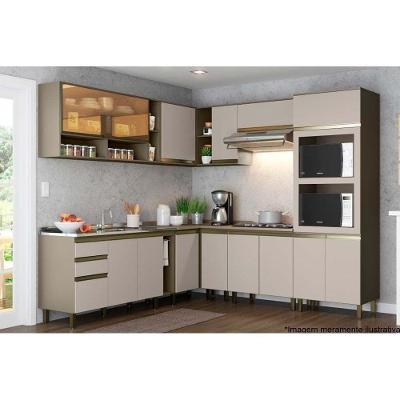 Cozinha Henn 16 Peças (4 Armários + 4 Balcões + 1 Paneleiro + 7 Complementos) C16p03 Duna/cristal