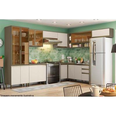 Cozinha Completa Connect 12 Peças MDF 120cm Branco com Tampo para Balcões e Paneleiro