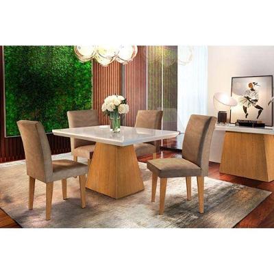 Sala De Jantar Completa Luna 120Cm + 4 Cadeiras Grécia Imbuia/Chocolate Capuccino - Rufato