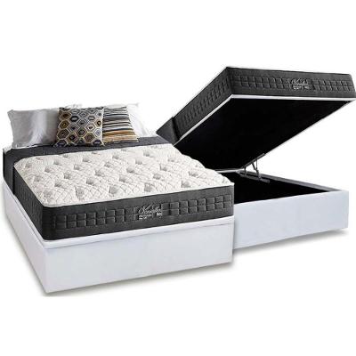 Cama Box Baú Casal: Colchão Molas Anjos Masterpocket Ensacadas Versalhes + Base Branco(138X188)