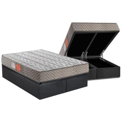 Cama Box Baú Queen: Colchão Espuma D45 Paropas Pasquale + Base Crc Suede Gray(158X198)