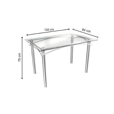 Conjunto: Mesa Sala Jantar Elba c/ Tampo Vidro 120cm + 4 Cadeiras Florença Cromado/Courano Marrom - Kappesberg