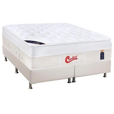 Cama Box King: Colchão Molas Castor Pocket Gold Star Vitagel Max + Base Crc Courano Branco(193X203)