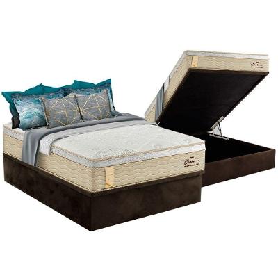 Cama Box Baú Casal: Colchão Molas Probel Prolastic Charme + Base Crc Suede Brown(138X188)