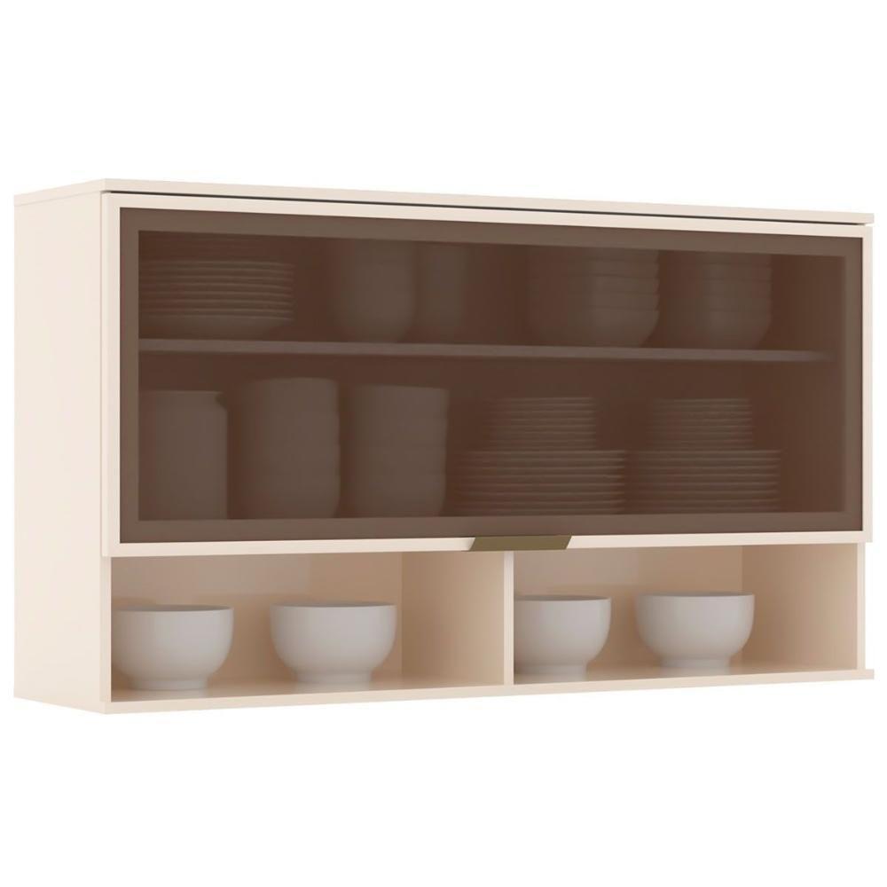 Armário Aéreo P/ Cozinha Connect C/ 1 Porta C/vidro 120cm Off White - Henn - 1