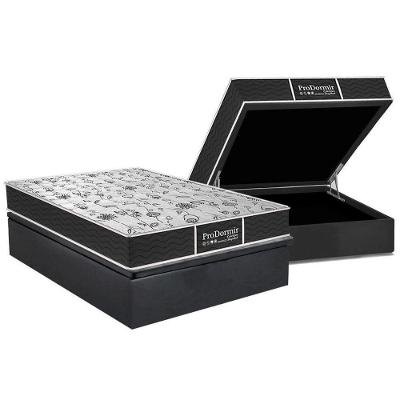 Cama Box Baú Casal: Colchão Molas Probel Prolastic Prodormir Sleep + Base Crc Suede Gray(138X188)